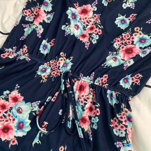 YIBOCK Women Clothing and Fashion Quality L Navy Floral Print Romper - Picture 2 of 4
